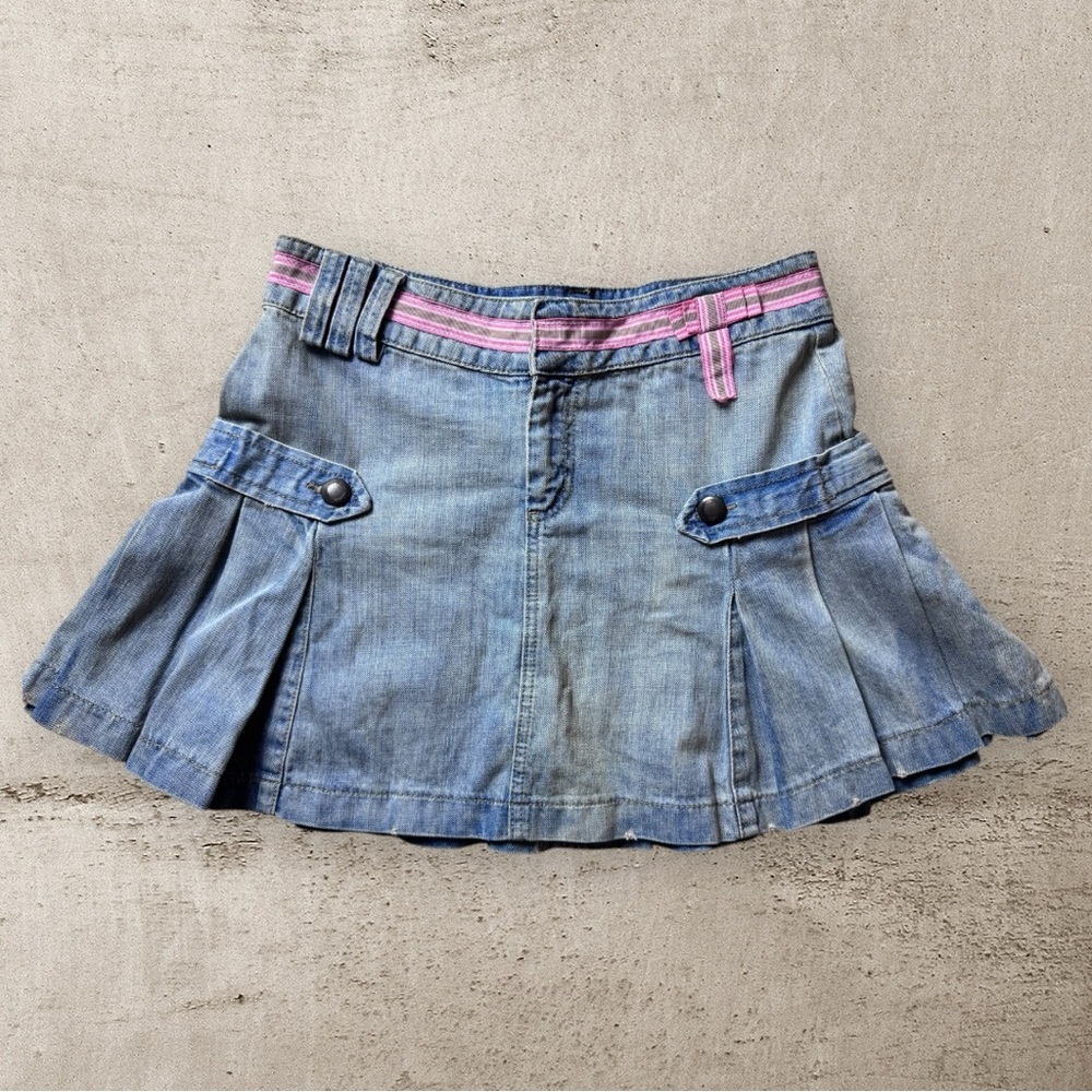 Euro Y2K Mini Denim Pleated Skirt